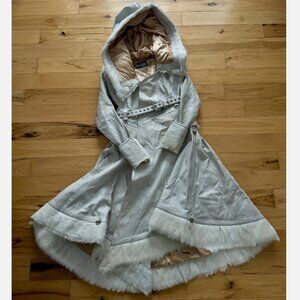Ritual Fashion White Goat Hide Fur Huntress Coat Jacket Robe Oversize Hood 10